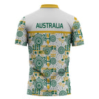 Australia Rugby Kangaroo Zipper Polo Shirt White Aboriginal Dot Geometry