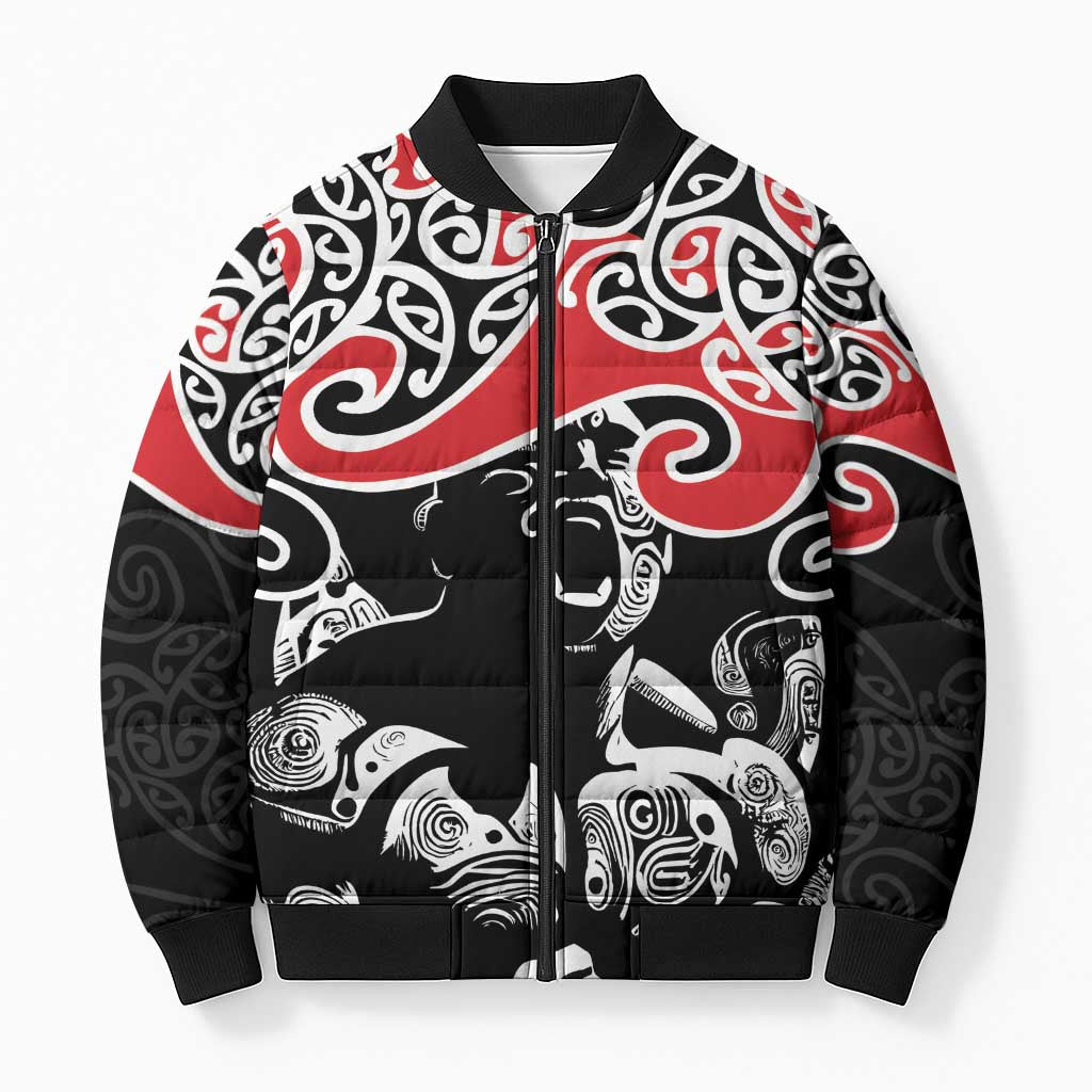 Aotearoa Toitu Te Tiriti Bomber Puffer Jacket New Zealand Stand Together Stand Stronger - Aussie Hoodie