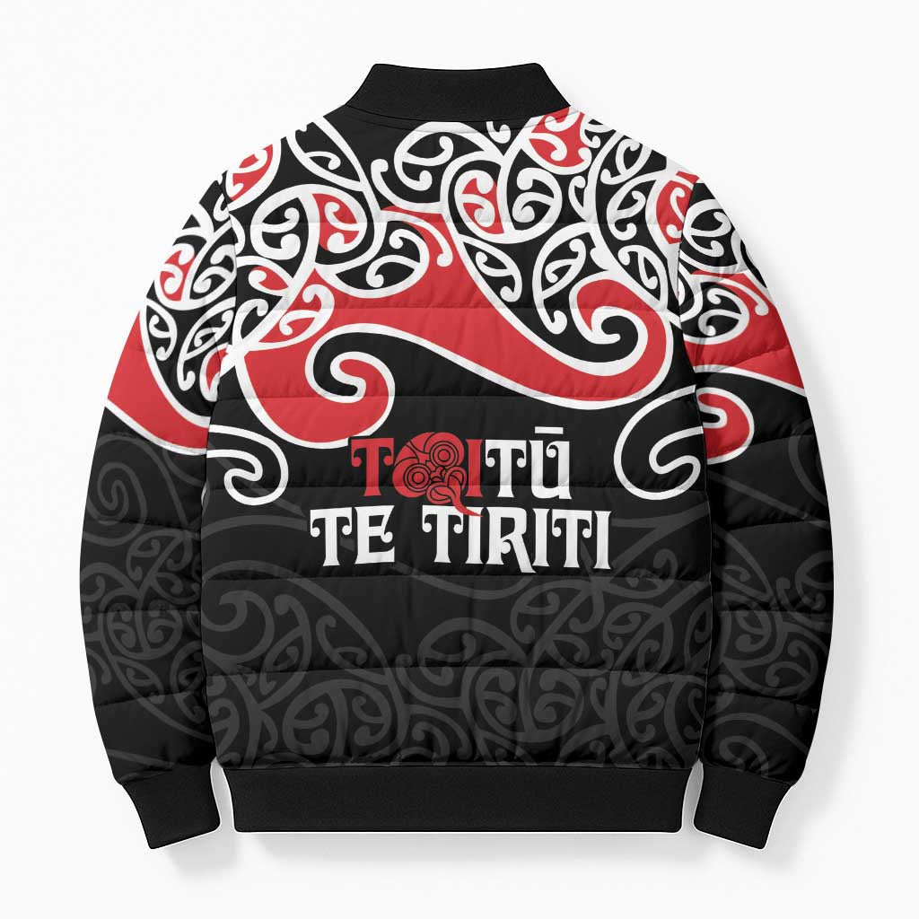 Aotearoa Toitu Te Tiriti Bomber Puffer Jacket New Zealand Stand Together Stand Stronger - Aussie Hoodie
