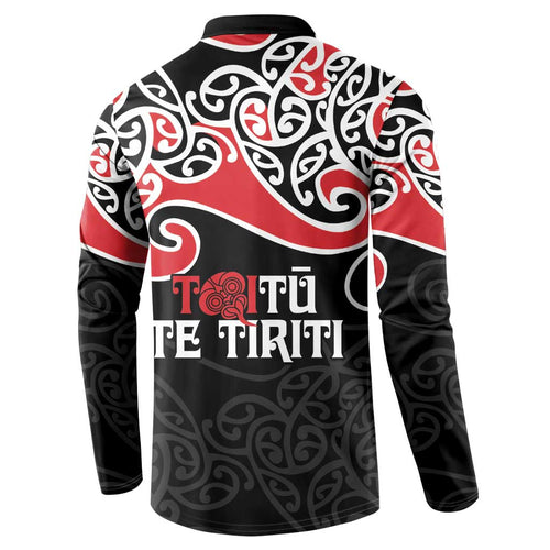 Aotearoa Toitu Te Tiriti Button Sweatshirt New Zealand Stand Together Stand Stronger