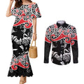 Aotearoa Toitu Te Tiriti Couples Matching Mermaid Dress and Long Sleeve Button Shirt New Zealand Stand Together Stand Stronger