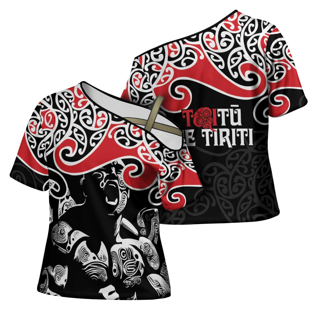 Aotearoa Toitu Te Tiriti Cross Shoulder Shirt New Zealand Stand Together Stand Stronger - Aussie Hoodie