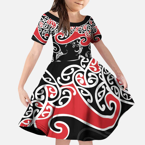 Aotearoa Toitu Te Tiriti Kid Short Sleeve Dress New Zealand Stand Together Stand Stronger