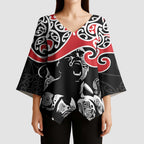 Aotearoa Toitu Te Tiriti Kimono Sleeve Blouse New Zealand Stand Together Stand Stronger - Aussie Hoodie