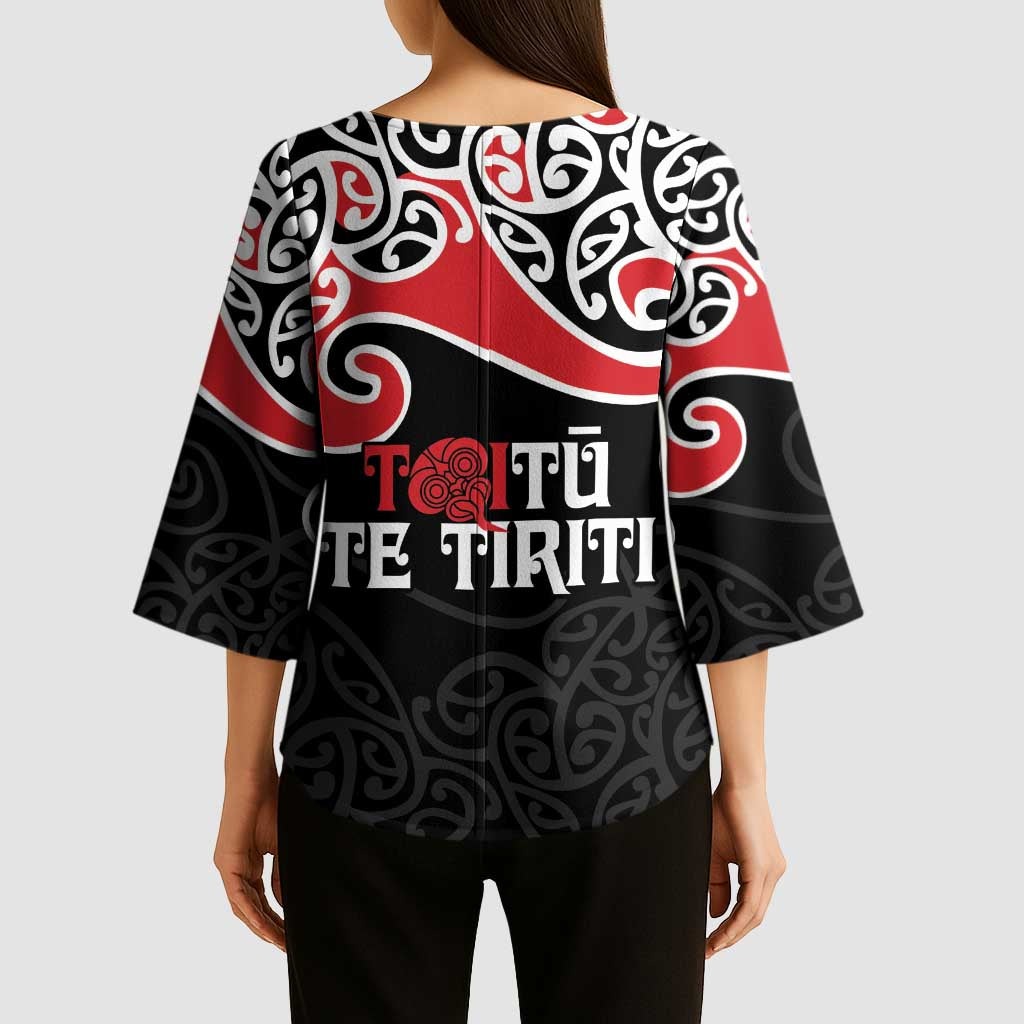 Aotearoa Toitu Te Tiriti Kimono Sleeve Blouse New Zealand Stand Together Stand Stronger - Aussie Hoodie