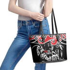 Aotearoa Toitu Te Tiriti Leather Tote Bag New Zealand Stand Together Stand Stronger
