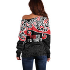 Aotearoa Toitu Te Tiriti Off Shoulder Sweater New Zealand Stand Together Stand Stronger