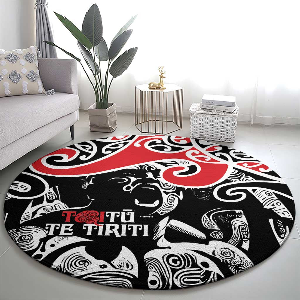 Aotearoa Toitu Te Tiriti Round Carpet New Zealand Stand Together Stand Stronger
