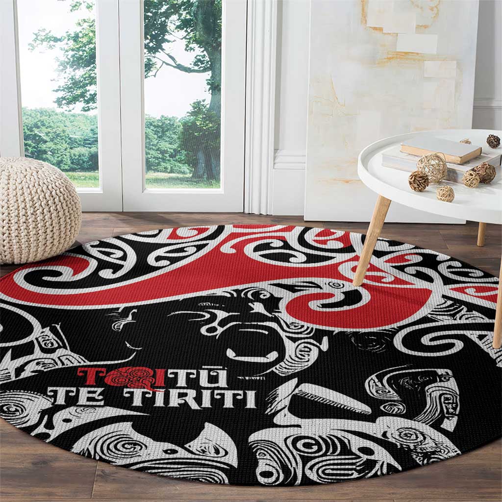 Aotearoa Toitu Te Tiriti Round Carpet New Zealand Stand Together Stand Stronger