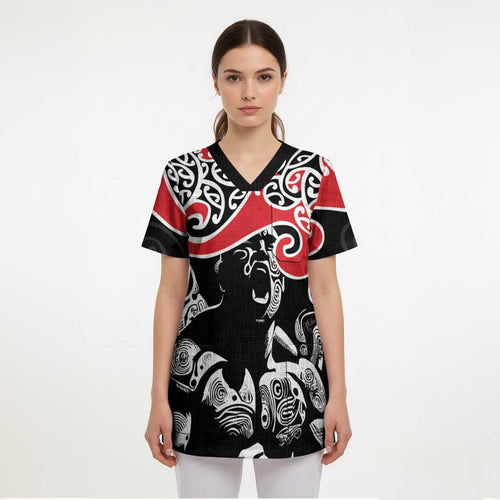 Aotearoa Toitu Te Tiriti Scrub Top New Zealand Stand Together Stand Stronger - Aussie Hoodie