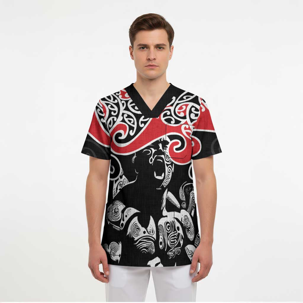 Aotearoa Toitu Te Tiriti Scrub Top New Zealand Stand Together Stand Stronger - Aussie Hoodie