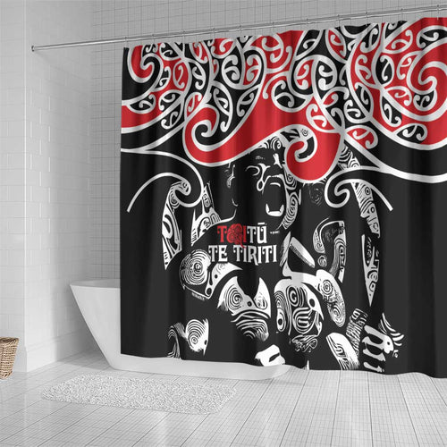 Aotearoa Toitu Te Tiriti Shower Curtain New Zealand Stand Together Stand Stronger