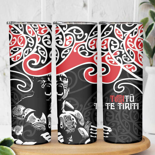 Aotearoa Toitu Te Tiriti Skinny Tumbler New Zealand Stand Together Stand Stronger