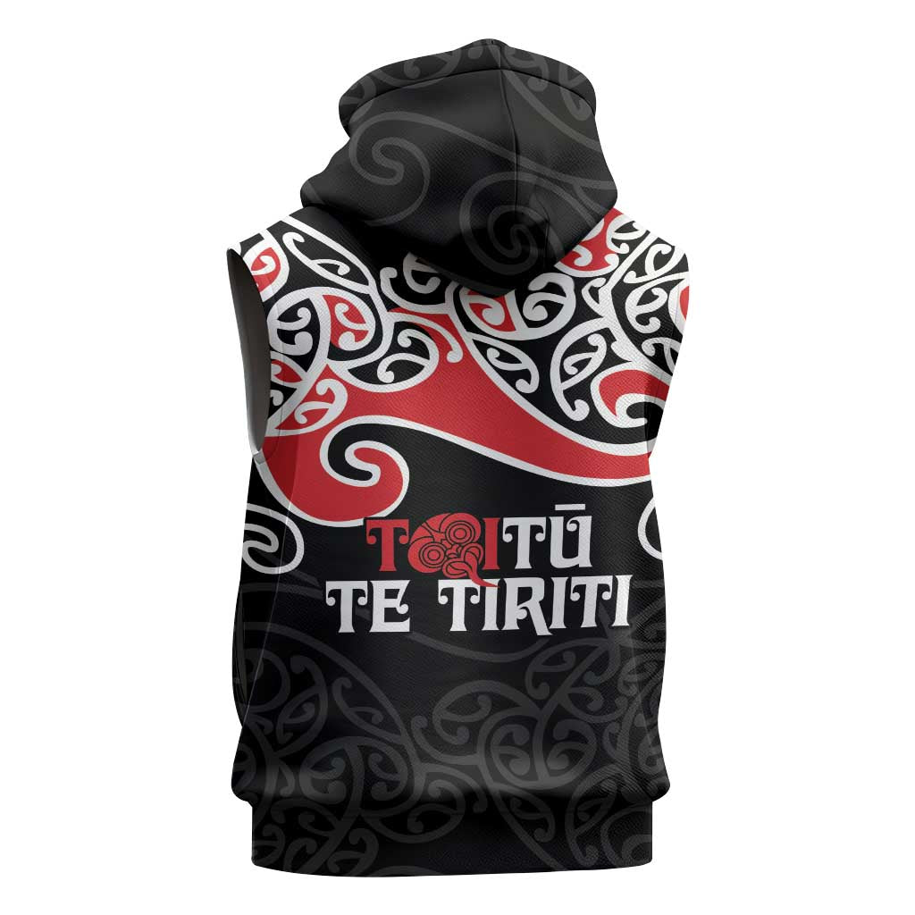 Aotearoa Toitu Te Tiriti Sleeveless Hoodie New Zealand Stand Together Stand Stronger - Aussie Hoodie