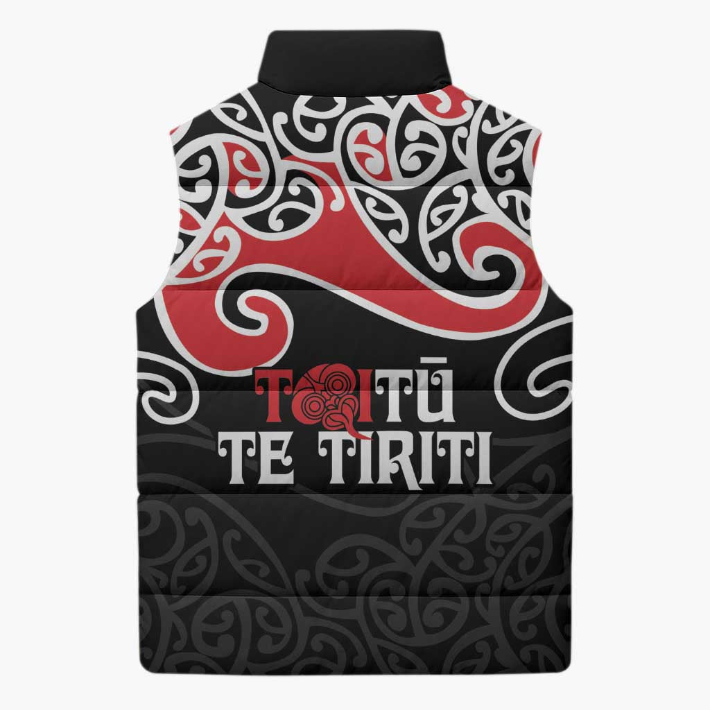 Aotearoa Toitu Te Tiriti Sleeveless Puffer Jacket New Zealand Stand Together Stand Stronger - Aussie Hoodie