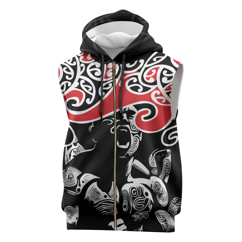 Aotearoa Toitu Te Tiriti Sleeveless Zip Hoodie New Zealand Stand Together Stand Stronger - Aussie Hoodie