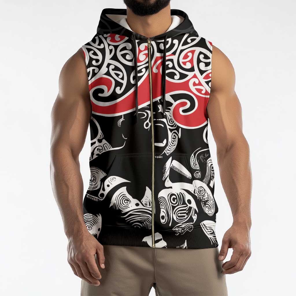 Aotearoa Toitu Te Tiriti Sleeveless Zip Hoodie New Zealand Stand Together Stand Stronger - Aussie Hoodie