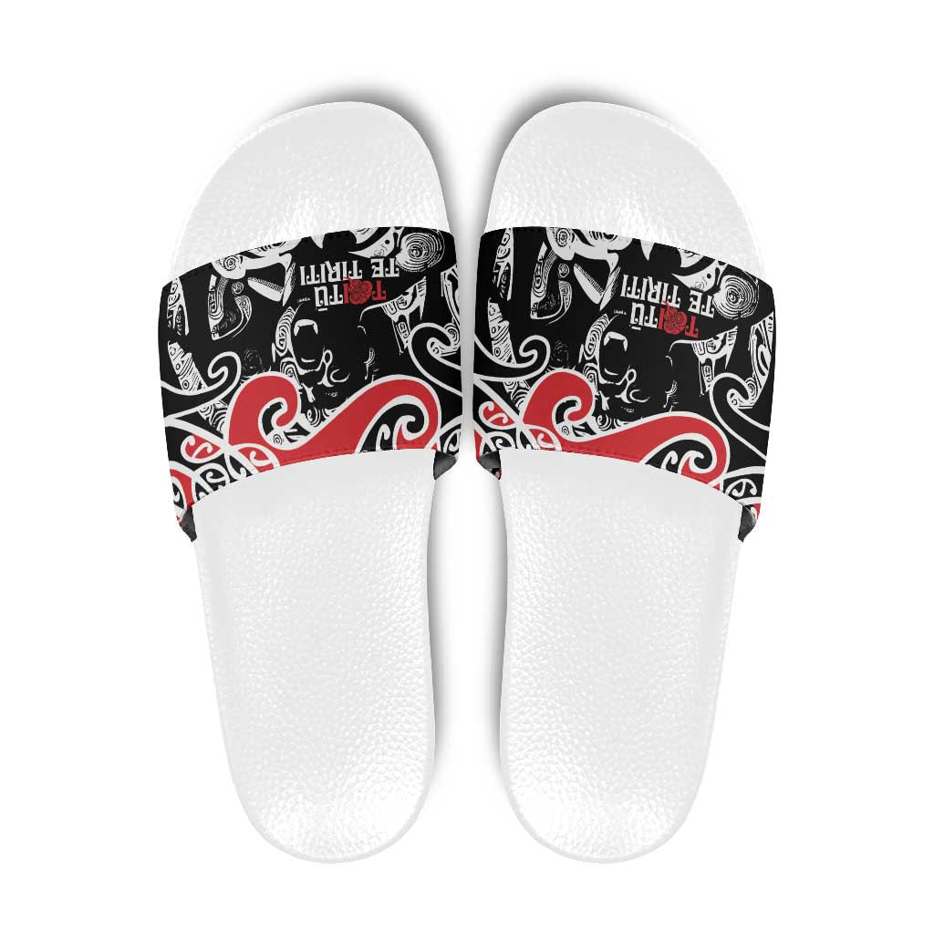 Aotearoa Toitu Te Tiriti Slide Sandals New Zealand Stand Together Stand Stronger - Aussie Hoodie