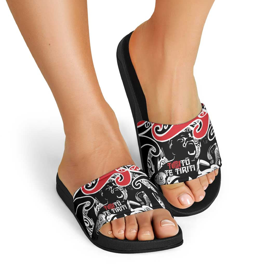 Aotearoa Toitu Te Tiriti Slide Sandals New Zealand Stand Together Stand Stronger - Aussie Hoodie