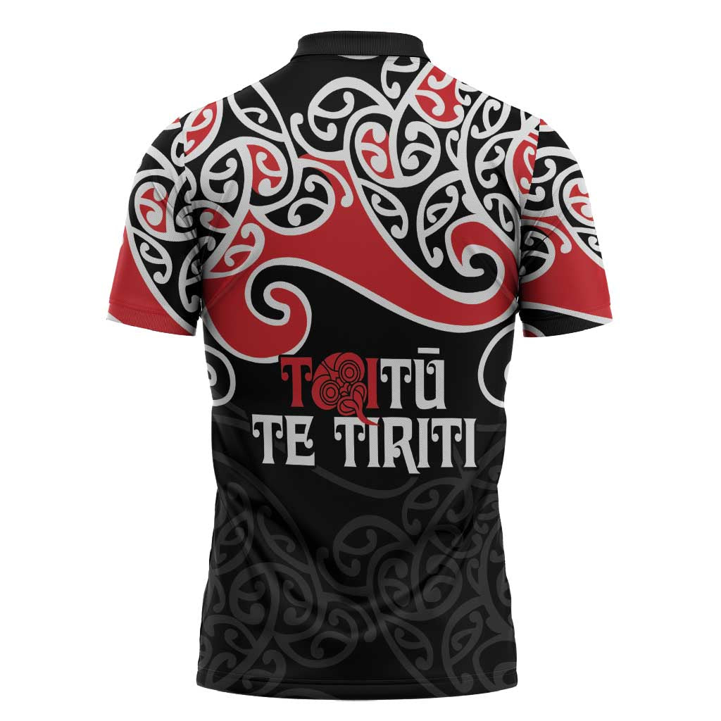 Aotearoa Toitu Te Tiriti Zipper Polo Shirt New Zealand Stand Together Stand Stronger - Aussie Hoodie