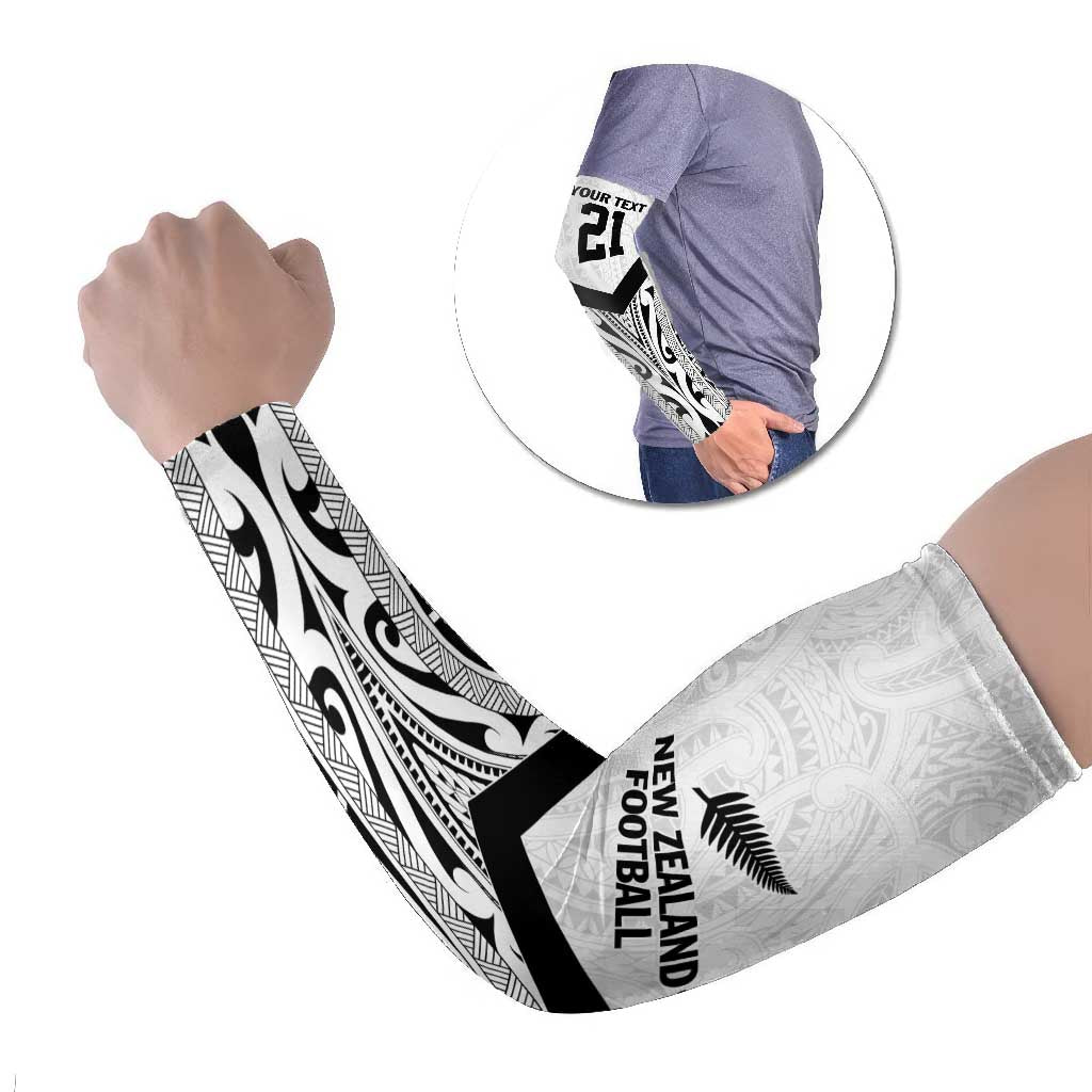 New Zealand Football Custom Arm Sleeves All White Fern Go Champions - Aussie Hoodie