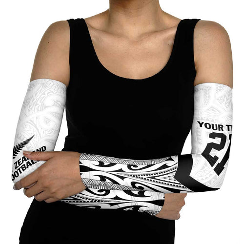 New Zealand Football Custom Arm Sleeves All White Fern Go Champions - Aussie Hoodie