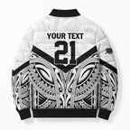 New Zealand Football Custom Bomber Puffer Jacket All White Fern Go Champions - Aussie Hoodie
