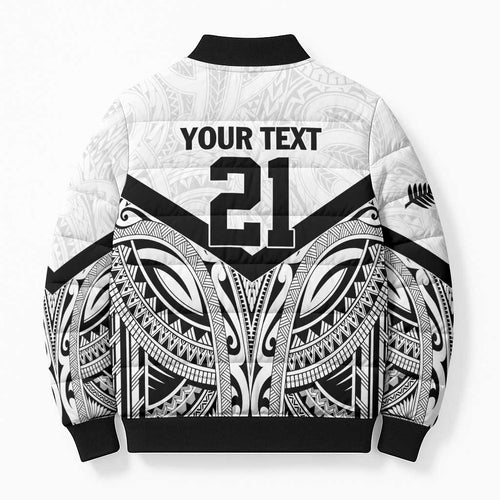 New Zealand Football Custom Bomber Puffer Jacket All White Fern Go Champions - Aussie Hoodie