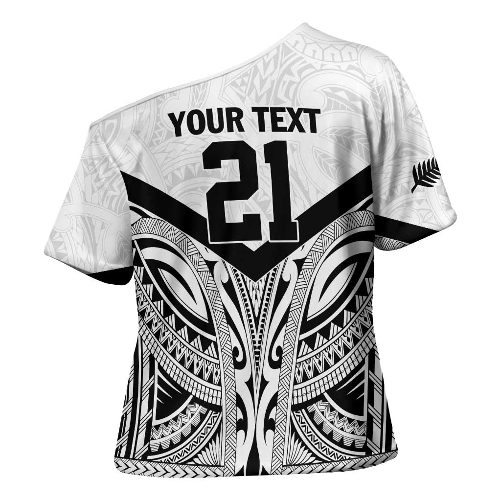 New Zealand Football Custom Cross Shoulder Shirt All White Fern Go Champions - Aussie Hoodie