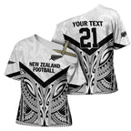 New Zealand Football Custom Cross Shoulder Shirt All White Fern Go Champions - Aussie Hoodie