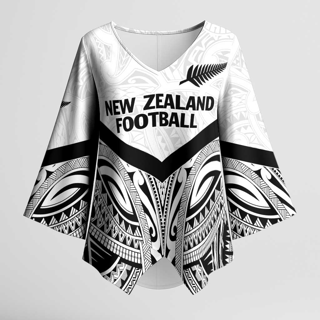 New Zealand Football Custom Kimono Sleeve Blouse All White Fern Go Champions - Aussie Hoodie