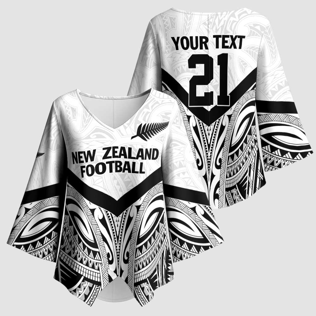 New Zealand Football Custom Kimono Sleeve Blouse All White Fern Go Champions - Aussie Hoodie