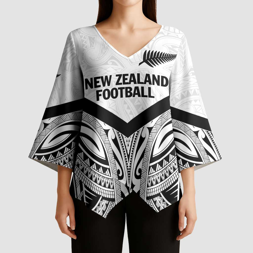 New Zealand Football Custom Kimono Sleeve Blouse All White Fern Go Champions - Aussie Hoodie