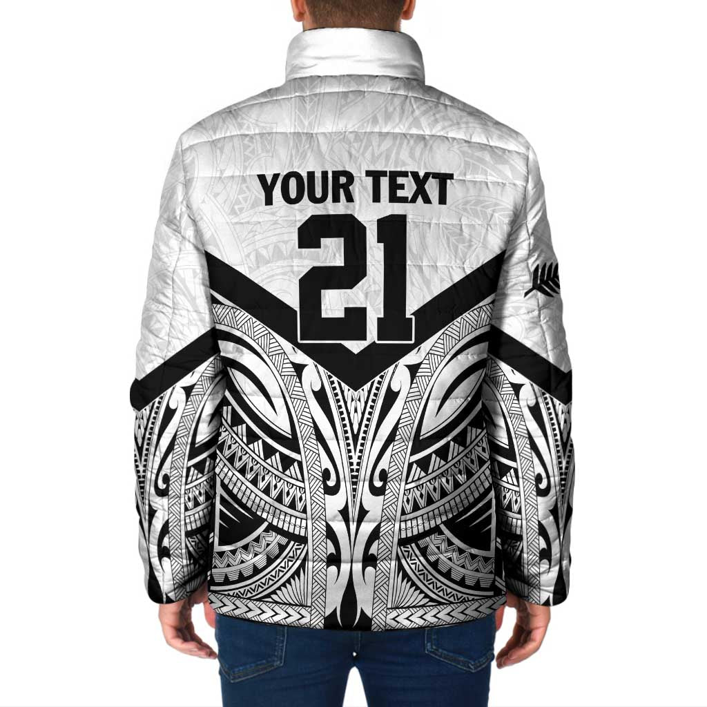 New Zealand Football Custom Padded Jacket All White Fern Go Champions - Aussie Hoodie