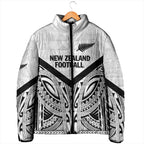 New Zealand Football Custom Padded Jacket All White Fern Go Champions - Aussie Hoodie