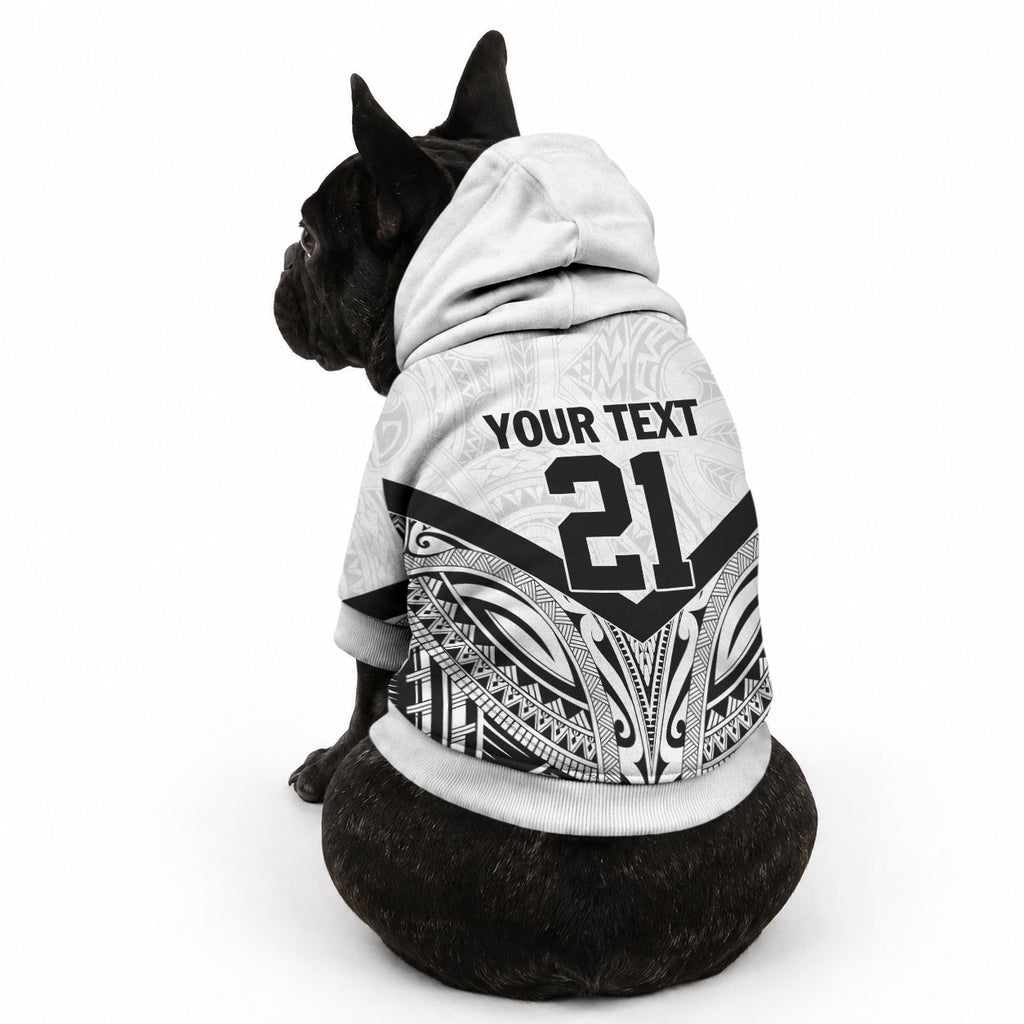 New Zealand Football Custom Pet Hoodie All White Fern Go Champions