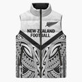New Zealand Football Custom Sleeveless Puffer Jacket All White Fern Go Champions - Aussie Hoodie