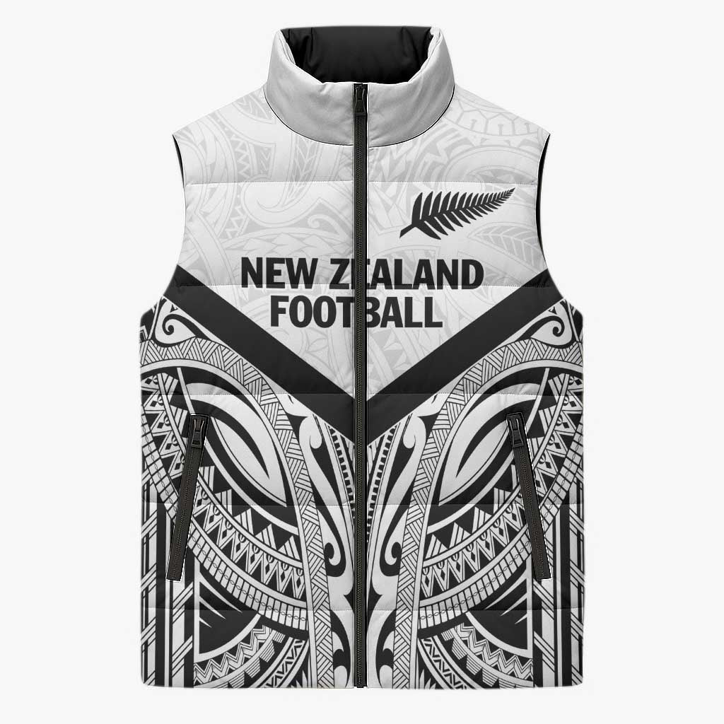 New Zealand Football Custom Sleeveless Puffer Jacket All White Fern Go Champions - Aussie Hoodie