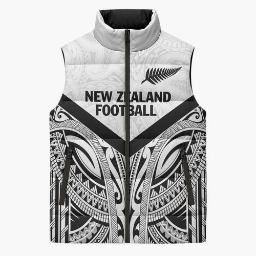 New Zealand Football Custom Sleeveless Puffer Jacket All White Fern Go Champions - Aussie Hoodie