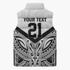 New Zealand Football Custom Sleeveless Puffer Jacket All White Fern Go Champions - Aussie Hoodie