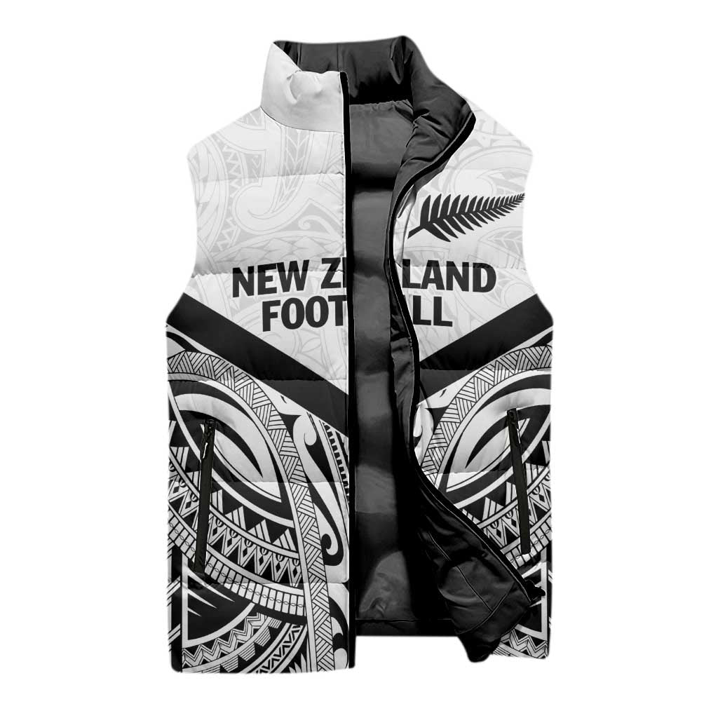 New Zealand Football Custom Sleeveless Puffer Jacket All White Fern Go Champions - Aussie Hoodie