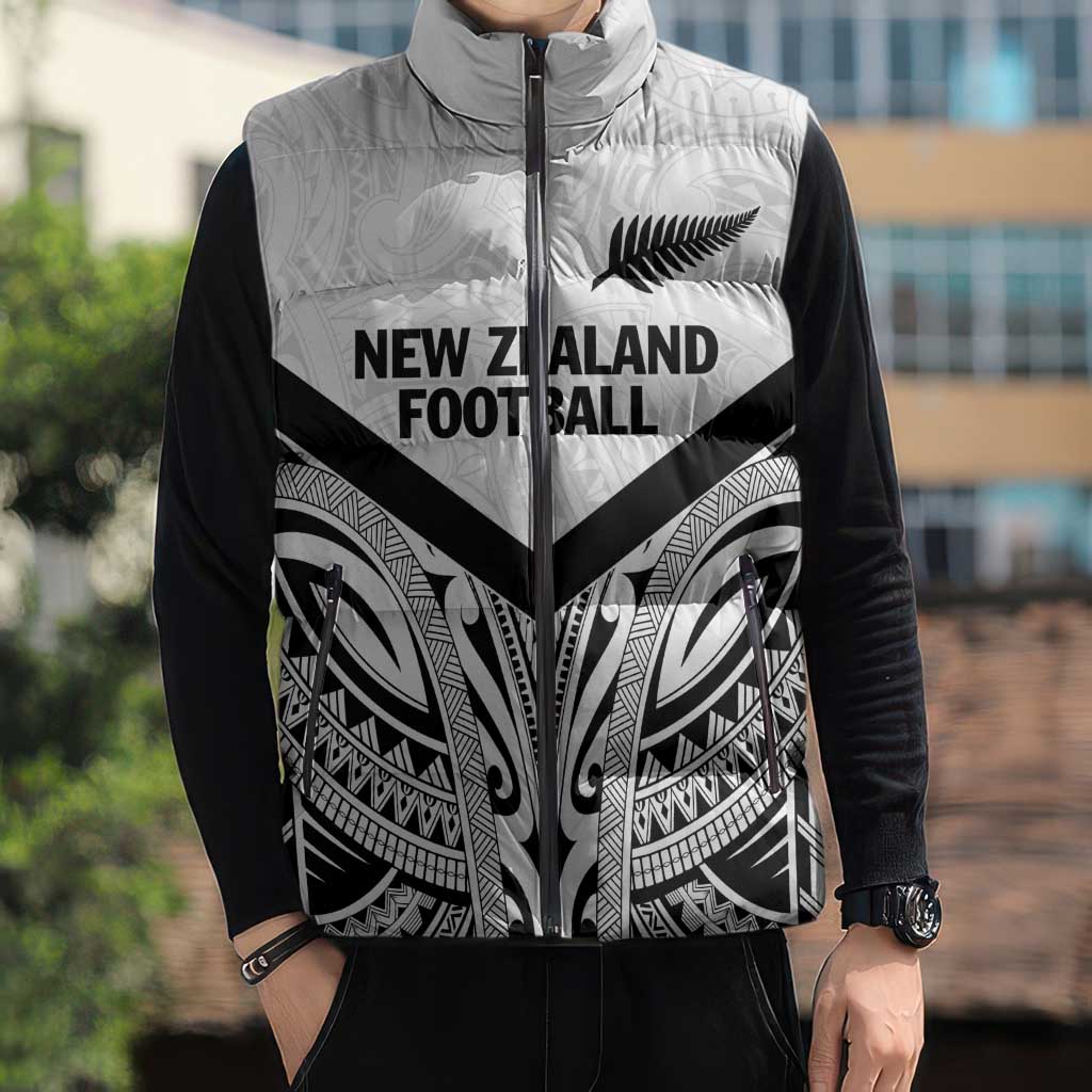 New Zealand Football Custom Sleeveless Puffer Jacket All White Fern Go Champions - Aussie Hoodie
