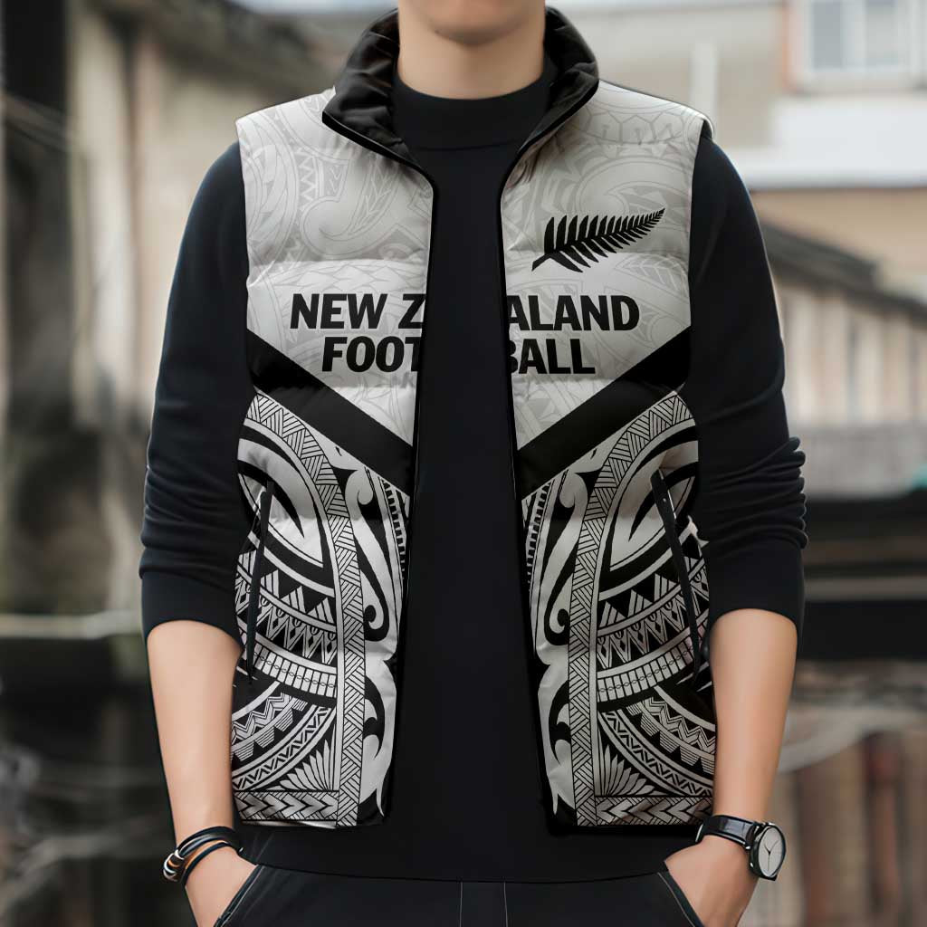 New Zealand Football Custom Sleeveless Puffer Jacket All White Fern Go Champions - Aussie Hoodie