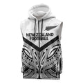 New Zealand Football Custom Sleeveless Zip Hoodie All White Fern Go Champions LT9