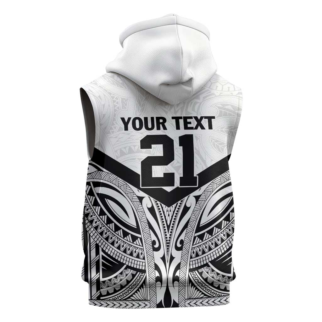 New Zealand Football Custom Sleeveless Zip Hoodie All White Fern Go Champions - Aussie Hoodie
