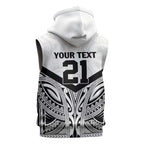 New Zealand Football Custom Sleeveless Zip Hoodie All White Fern Go Champions LT9