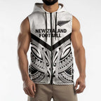 New Zealand Football Custom Sleeveless Zip Hoodie All White Fern Go Champions LT9