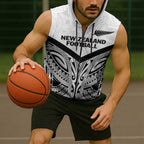 New Zealand Football Custom Sleeveless Zip Hoodie All White Fern Go Champions LT9