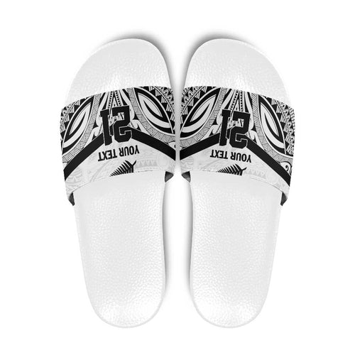 New Zealand Football Custom Slide Sandals All White Fern Go Champions - Aussie Hoodie