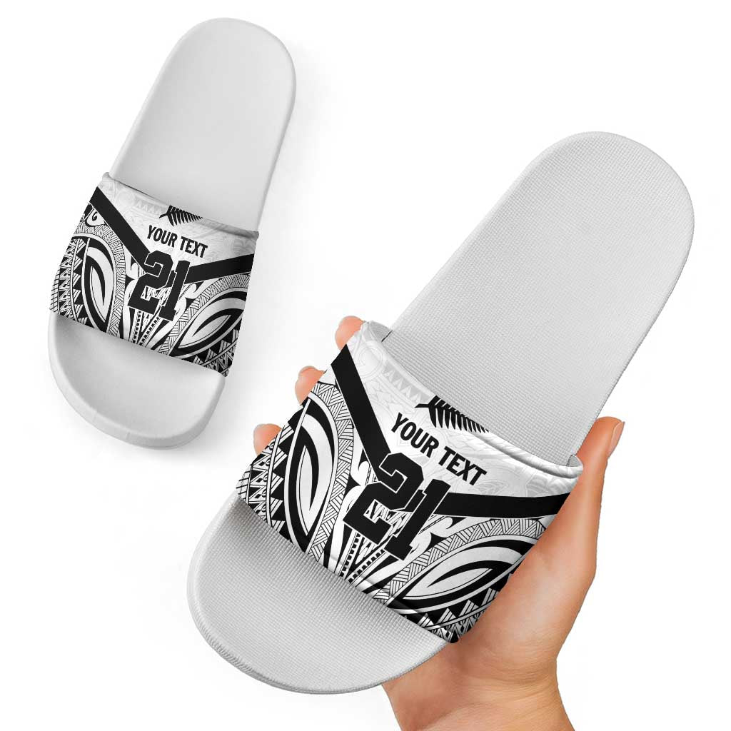 New Zealand Football Custom Slide Sandals All White Fern Go Champions - Aussie Hoodie